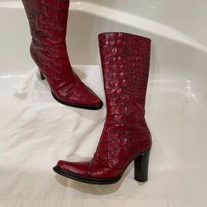 Donald J Pliner Rouge Gator Italian Leather Boots